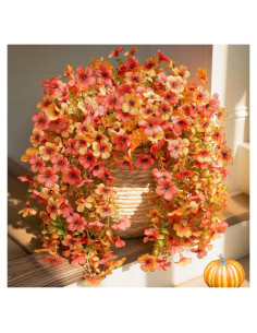 Flores Artificiales HyeFlora Otoño 2Pcs Naranja Amarillo 33cm