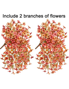 Flores Artificiales HyeFlora Otoño 2Pcs Naranja Amarillo 33cm 2