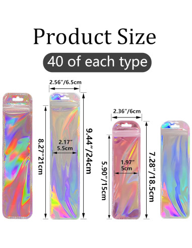 160 Bolsas Holográficas Reutilizables INKNOTE 24x6.5cm y 18.5x6cm
