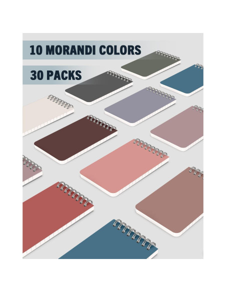 Cuadernos Espirales Dynta 3x5" en 10 Colores Morandi - 30 Paquetes