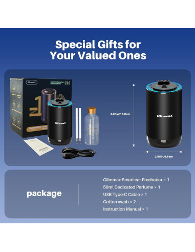Ambientador de Aire Inteligente GlimmaX Negro 50ml con Luz RGB