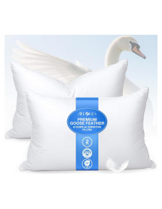 Juego de 2 almohadas de plumas de ganso Zibroges tamaño Queen
