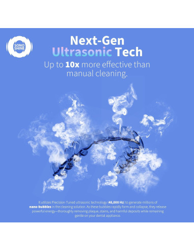 Limpiador Ultrasónico Shinchie SonoShine para Dentaduras y Alineadores