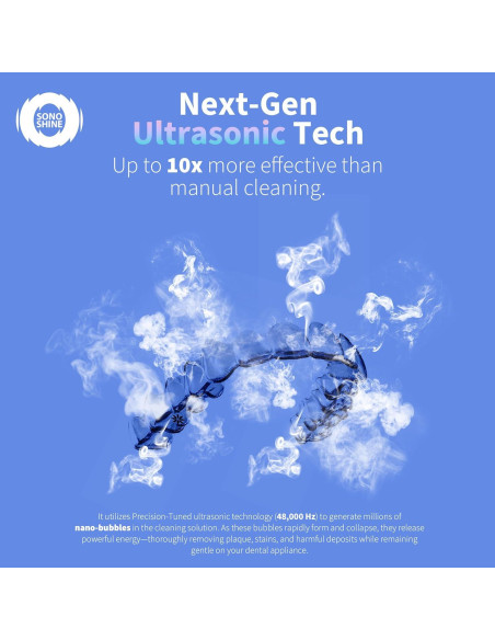 Limpiador Ultrasónico Shinchie SonoShine para Dentaduras y Alineadores