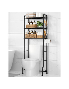 Estante de Almacenamiento sobre Inodoro Kitsure 3 Niveles Negro
