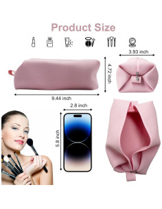 Bolsa de Maquillaje de Silicona FyndAna Rosa Impermeable 21.8x9.4x8.1cm 2