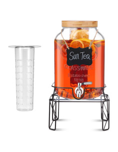Dispensador de Bebidas de Vidrio MIWUYI 2 Galones con Soporte