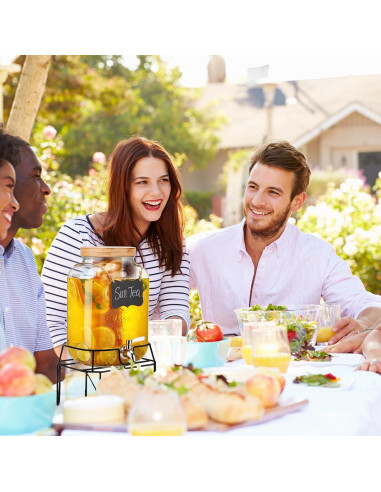 Dispensador de Bebidas de Vidrio MIWUYI 2 Galones con Soporte