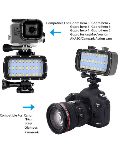 Luz Submarina Impermeable Suptig para GoPro y Cámaras SLR 55m