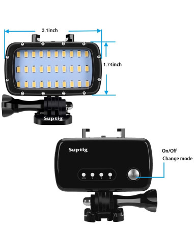 Luz Submarina Impermeable Suptig para GoPro y Cámaras SLR 55m