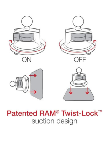Soporte de Ventosa Twist-Lock RAM Mounts para Cámara de Acción