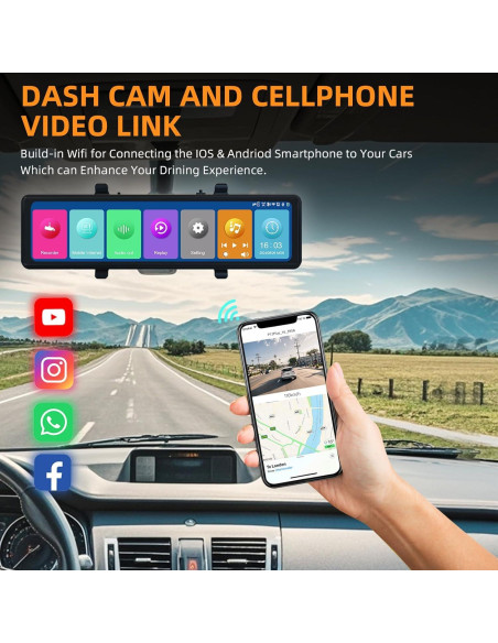 Espejo Retrovisor Inteligente 11.26" 4K Dash Cam CarPlay