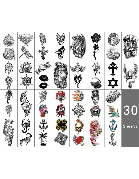 Tatuajes Temporales Metuu 46 Hojas Impermeables para Halloween