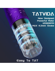 Máquina de Tatuaje Inalámbrica TATVIDA PULSE 2400mAh 7 Longitudes 2