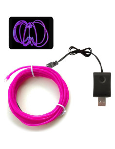 Cable EL Neón MaxLax 5m Adaptador USB 5V Púrpura Flexible 2