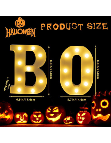 Letras Iluminadas BOO IFDGCTK para Decoración de Halloween