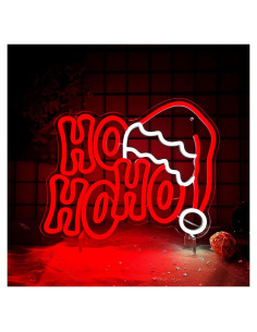 Cartel Neón LED HO HO HO Navidad - Decoración Pared USB 35x31.7cm