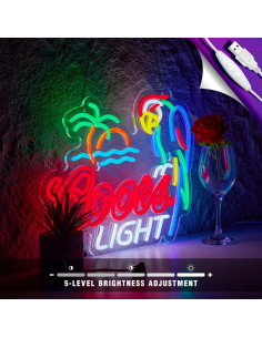 Luz de Neón de Cerveza GuarzFun Loro Azul 42x32cm USB 2