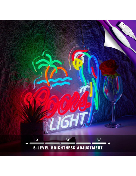 Luz de Neón de Cerveza GuarzFun Loro Azul 42x32cm USB
