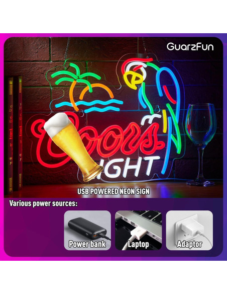 Luz de Neón de Cerveza GuarzFun Loro Azul 42x32cm USB