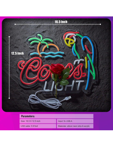 Luz de Neón de Cerveza GuarzFun Loro Azul 42x32cm USB