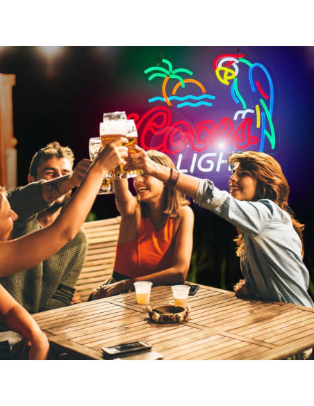 Luz de Neón de Cerveza GuarzFun Loro Azul 42x32cm USB