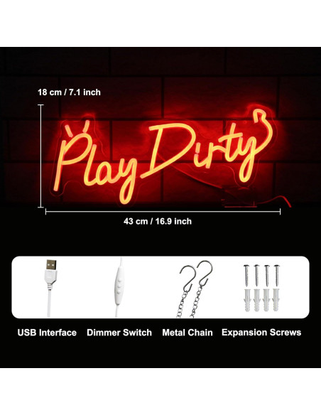 Luz de Neón Juega Sucio Kullneon 43x18 cm LED Roja