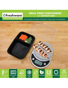 Contenedores de Preparación de Comidas Freshware 50 Piezas 28 oz 2