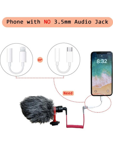 Adaptador QJYTH TRS a TRRS 3.5mm para Micrófonos Externos