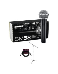 Micrófono Vocal Dinámico Cardioide Shure SM58 con Soporte y Cable