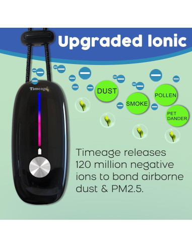 Purificador de Aire Portátil Timeage T10S Negro Ionizador Personal