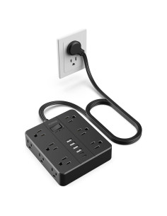 Regleta de Enchufes Plana HUNIAN 12 Tomas AC 6 USB Negro
