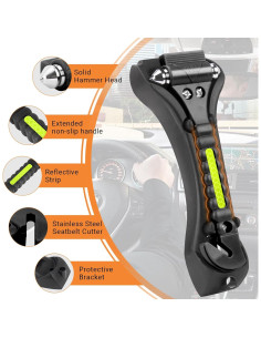 Martillo de Seguridad para Coche BSUXMAFG 2 en 1 - Rompeventanas y Cortador de Cinturón 2