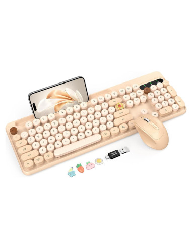 Combo Teclado y Ratón Inalámbrico Trueque Retro Rosa