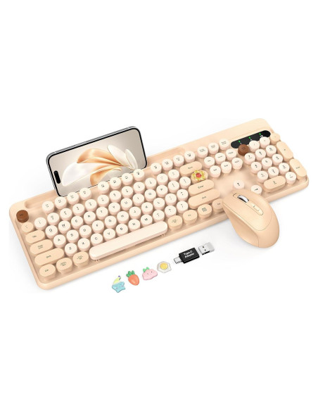 Combo Teclado y Ratón Inalámbrico Trueque Retro Rosa Combo Teclado y Ratón Inalámbrico Trueque Retro Rosa