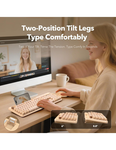 Combo Teclado y Ratón Inalámbrico Trueque Retro Rosa Combo Teclado y Ratón Inalámbrico Trueque Retro Rosa