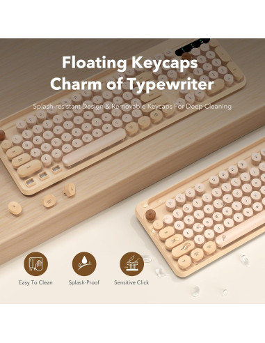 Combo Teclado y Ratón Inalámbrico Trueque Retro Rosa