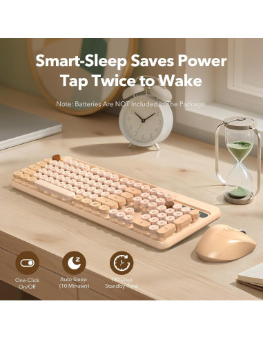 Combo Teclado y Ratón Inalámbrico Trueque Retro Rosa