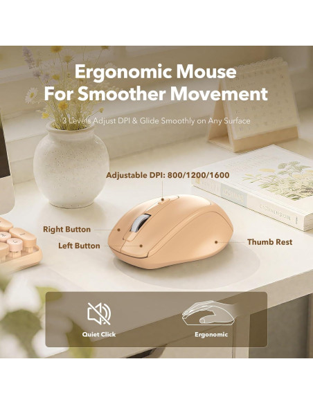 Combo Teclado y Ratón Inalámbrico Trueque Retro Rosa Combo Teclado y Ratón Inalámbrico Trueque Retro Rosa