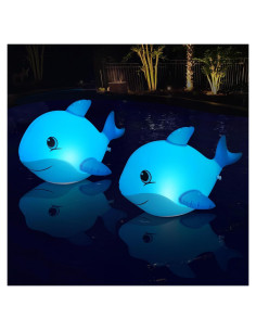 Luces Flotantes de Piscina Solares Delfín IP68 - 2 Piezas