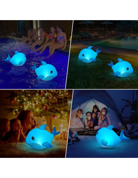 Luces Flotantes de Piscina Solares Delfín IP68 - 2 Piezas