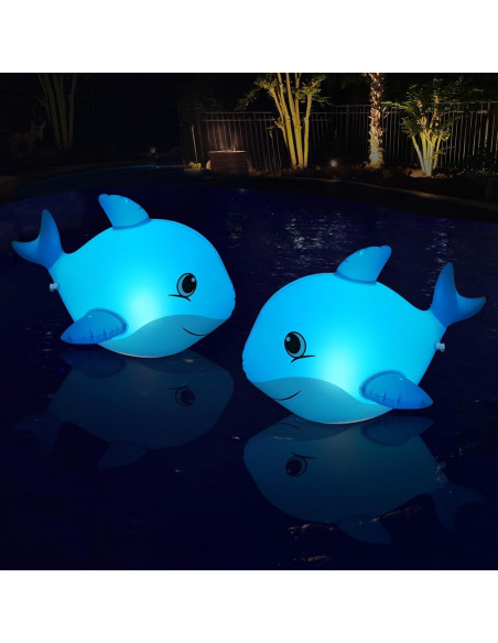 Luces Flotantes de Piscina Solares Delfín IP68 - 2 Piezas