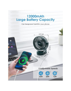 Ventilador de Camping Coolice ZD-S2MG-N02P 12000mAh LED Control Remoto 2