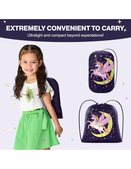 Saco de dormir infantil ETGLCOZY Unicornio 180x74 cm con almohada