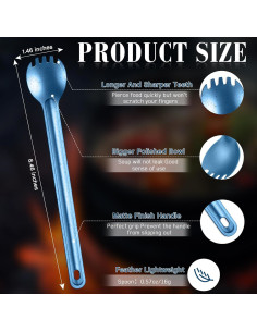 4 Sporks de Titanio Kritkin con Mango Largo 22 cm Azul 2