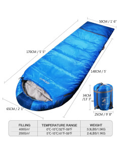 Saco de dormir tipo momia REDCAMP para niños 170x65cm azul 2