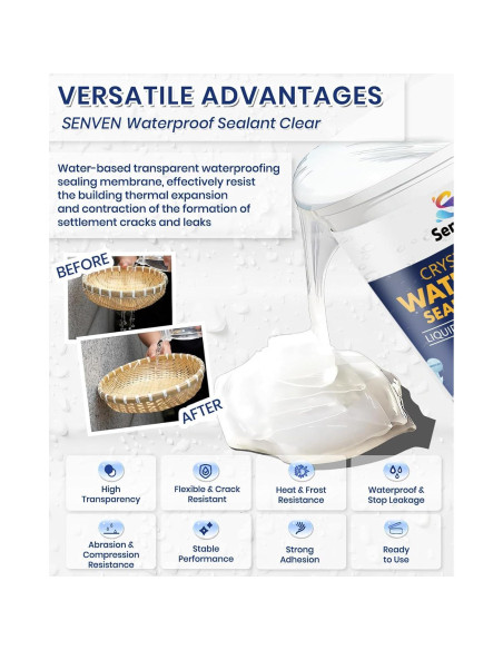 Sellador Impermeable SENVEN 16oz Transparente para Reparación