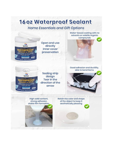 Sellador Impermeable SENVEN 16oz Transparente para Reparación