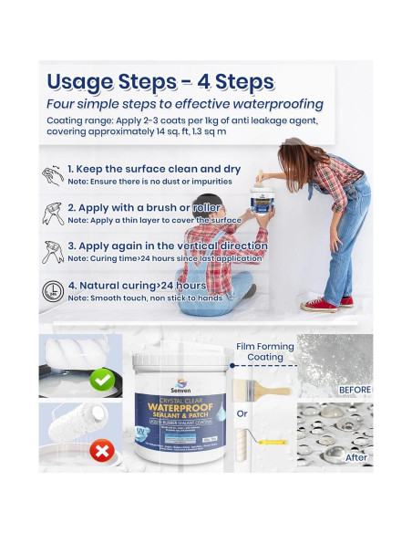 Sellador Impermeable SENVEN 16oz Transparente para Reparación