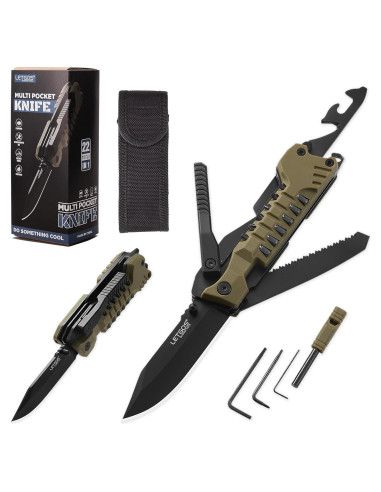 Cuchillo Multi Herramienta 22 en 1 LETGOS Gris Desierto
